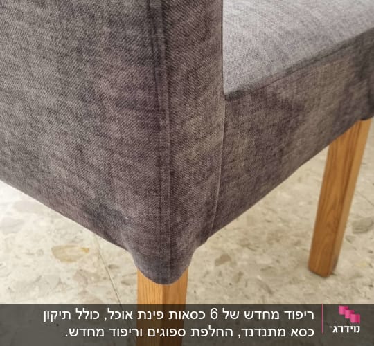 ריפוד כיסא אפור עם רגלי עץ בהירות